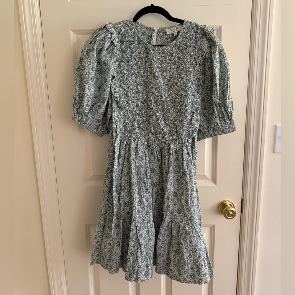Sea New York Blue Floral Midi Dress
